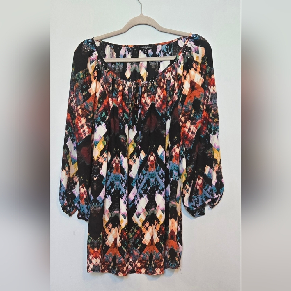 💥4 for $30💥 Notations Colorful Geometric Blouse size 1X